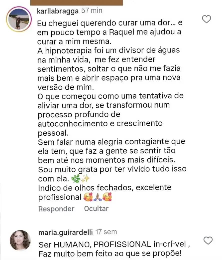 Depoimento de paciente da Raquel Rocha